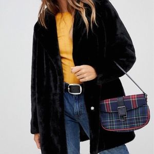 Mango Black Faux Fur Coat